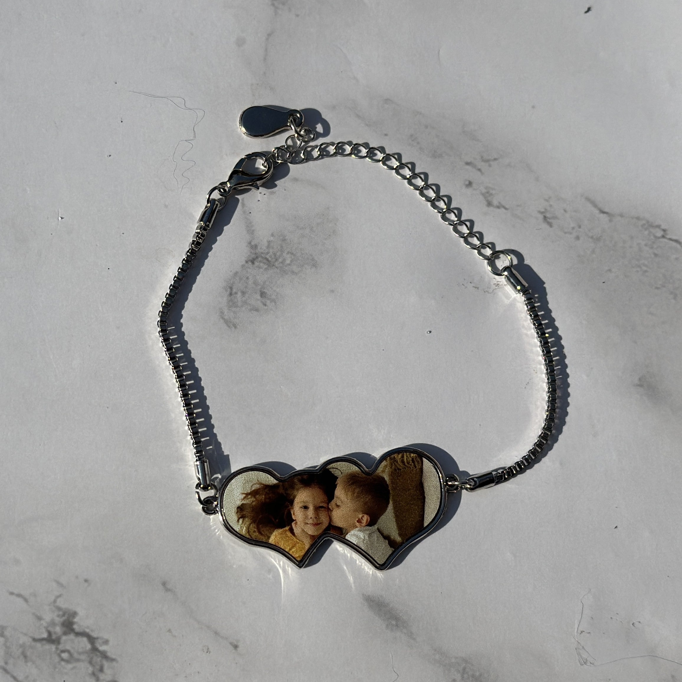 Foto armband dubbel hart