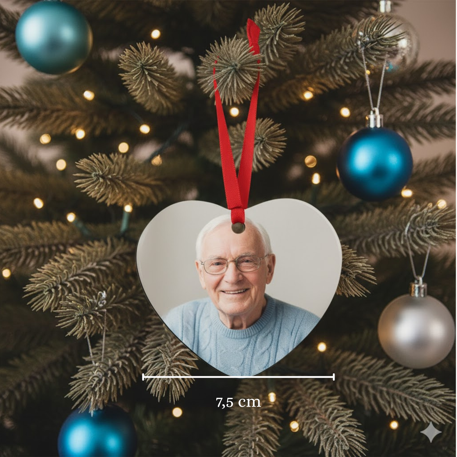 Kerstbal met foto hartvorm