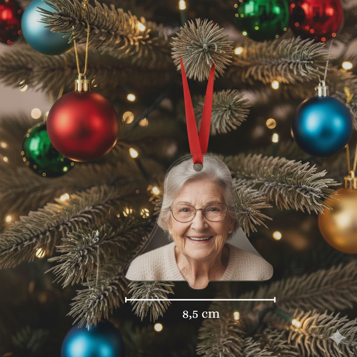 Kerstbal met foto belvorm