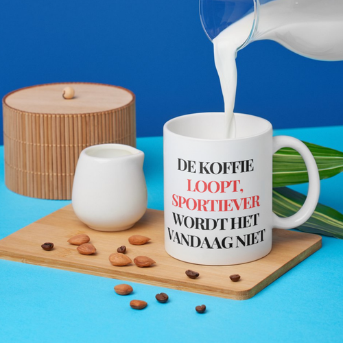 De koffie loopt. Sportiever wordt het vandaag niet mok